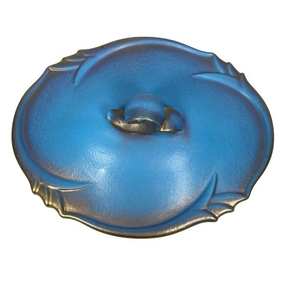 Vintage Wien Keramos Ceramic Dish with‎ Lid 8" Blue & Metallic Gold Matte 3207 - Picture 5 of 11